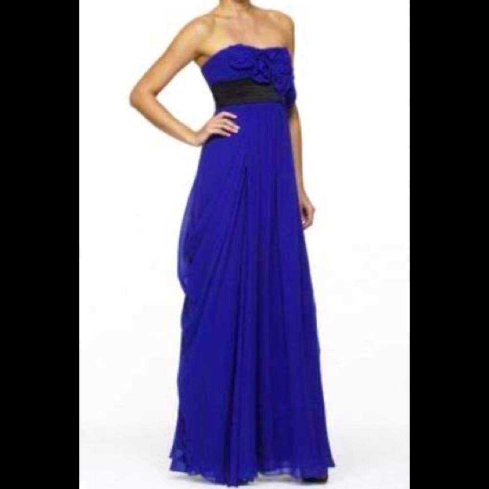 Blue Strapless Chiffon Long BCBG Molly Ombre Dress